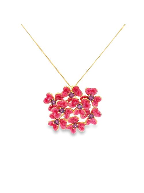 Collana Clover con pietre Ametista dorate e smalto rosa perlato GOCCIAZZURRA JEWELS | CLCLOVEROROROSA